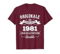 Originale dal 1981 Regalo 39 Anni Compleanno Maglietta, Uomo, Bordeaux, S