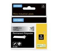 Dymo Etichette industriali IND 18486 – Poliestere permanente 12 mm x 5,5 m nero su metallizzato