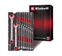 Originale Einhell E-Case Inserto Chiavi Combinate 19 pz (Profilo 12 Punti, Acciaio Cromo Vanadio, Finitura Satinata, 6-27 mm, EVA, Sistema E-Case)