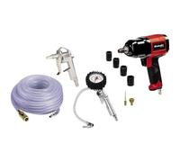 Originale Einhell Set 10 accessori per compressore (tubo 15 m diam. Int. 9mm, pistola soffiaggio, pistola gomme con manometro, adattatori, avvitatore a impulsi, 4 bussole)