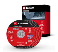 Originale Einhell Set di 5 pezzi di dischi da taglio sottili per metallo, Ø 125 mm (spessore 1 mm, certificato MPA, lunga durata, tagli precisi e a bassa sbavatura, per smerigliatrici angolari)