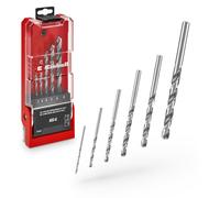 Originale Einhell set di punte per metallo HSS-G da 6 pezzi (acciaio HSS 4241, altamente lucidato, punta spaccata a 135°, spirale fresata di tipo N, gambo rotondo incl. scatola di conservazione)