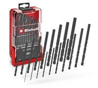 Originale Einhell Set di punte per metallo HSS-R da 19 pezzi (acciaio HSS 4241, brunito nero, punta da 135°, spirale tipo N arrotolata, codolo tondo, inclusa cassetta di conservazione)
