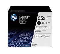 HP 55XD CE255XD, Multipack da 2 Cartucce Toner Originali da 10000 Pagine, Compatibile con Stampanti LaserJet Enterprise P3010, P3015, M525 e M521, Nero