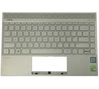Originale HP Invidiare 13-AH Palmrest Cover Tastiera UK Argento Retroilluminato
