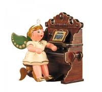 Originale Hubrig Arte Popolare Angelo Con Armonica Erzgebirge