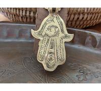 Originale Incisione Ottone Marocchino la Mano di Fatima Battente Khamsa