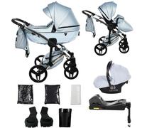 Originale Junama Diamond S Class - sistemi modulari passeggino combinato 2in1 3in1 4in1 Exclusive Prams (10 - azurro, 4in1 con base ISOFIX)