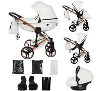 Originale Junama Diamond S Class - sistemi modulari passeggino combinato 2in1 3in1 4in1 Exclusive Prams (01 - bianco e rame, 3in1 con seggiolino auto)