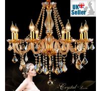 Originale K9 Cristallo Lampadario Ambra Dorato 6, 8, 10 Bracci Candela Pendente