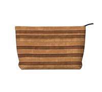 Originale Legno Colore Texture Chiusura A Cerniera In Velluto A Coste Trucco Bag Organizzatore Multifunzionale 22x7x17cm per Viaggi Campeggio Vacanza Fitness, Nero , Taglia unica
