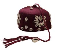 Originale Marocchino Gnawa / Gnaoua Cappello Lana Feltro E Vero Ciprea Gusci