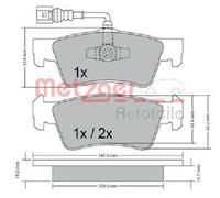 Originale METZGER Kit Pastiglie Freno Freni a Disco 1170465 per VW