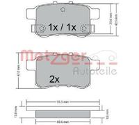 Originale METZGER Kit Pastiglie Freno Freni a Disco 1170593 per Honda