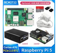 Originale Raspberry Pi 5 4G 8G RAM BCM2712 2.4GHz VideoCore VII GPU 4 kp60 PCIe 2.0 RTC custodia opzionale alimentatore ventola per Pi5