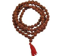Originale Rudraksha Mala con certificato da indossare e Japa Mala (5 Mukhi Mala, 108 perline Mala Rosary Garland), Medium, Perlina Rudraksha, Nessuna pietra preziosa