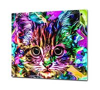 ORIGINALE tagliere in VETRO temperato - Copri-piano cottura a induzione -Tagliere pezzo UNICO (60x52 cm) o DUE pezzi (30x52 cm ognuno); D37 Serie animali