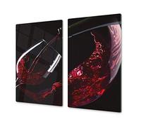 ORIGINALE tagliere in VETRO temperato - Copri-piano cottura a induzione -Tagliere pezzo UNICO (60x52 cm) o DUE pezzi (30x52 cm ognuno); D04 Serie Bevande: Vino 14
