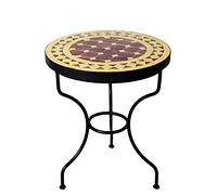Originale Tavolo a Mosaico Tavolo da Balcone Marocchino Orientale mediterraneo - Marrakesch bordò/Giallo - Circa 40 cm - Mosaico Tavolino Sgabello portavasi Tavolo portavasi