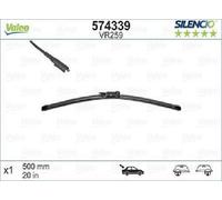 VALEO Silencio Tergicristallo VR259 Tergicristallo Originale Flat Blade ad Alte Prestazioni, Visibilità Superiore a 360 Gradi, Facile Installazione 500mm Posteriore Confezione da 1 574339