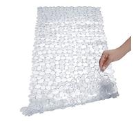 Originbest Tappetino per Doccia Effetto Pietra in Materiale Delicato sulla Pelle, Antiscivolo, Tappetino da Doccia in Gomma Naturale con Ventose, 88 x 40 cm, Bianco Trasparente