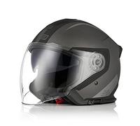 ORIGINE Casco Jet Moto 3/4 Aperto con Doppia Visiera Adatto per Scooter Omologato ECE (TECHY BLACK TITANIUM,M)