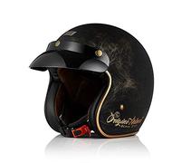 ORIGINE Casco Jet Moto Aperto Scooter Casco Motorino Vintage con Visiera Parasole Omologato ECE (Scacco Bronze Matt,L)