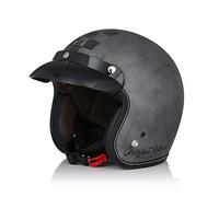 ORIGINE Casco Jet Moto Aperto Scooter Casco Motorino Vintage con Visiera Parasole Omologato ECE (Scacco Silver Matt,XL)