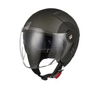 ORIGINE Casco Jet Moto Casco Aperto Scooter con Doppia Visiera Omologato ECE (TRACK BLACK TITANIUM,L)
