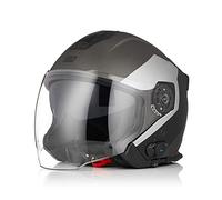 ORIGINE Casco Moto Jet Bluetooth Omologato ECE con Doppia Visiera (EKO BLACK TITANIUM,M)