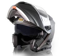 ORIGINE Casco Moto Modulare Bluetooth Omologato ECE Voice Dial Casco Moto Chiamata Vivavoce (TITANIUM,M)