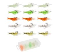 OriGlam 15 pezzi esca di gamberetti in plastica morbida, esca da pesca artificiale esca da pesca gamberetto gancio di esca, esche gamberi da pesca gamberi morbidi (colorato)