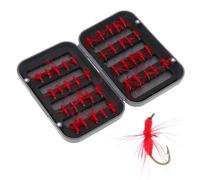 OriGlam 40 esche artificiali per pesca a mosca, con gancio, fatte a mano, per pesca alla trota, spigola, salmone (rosso)