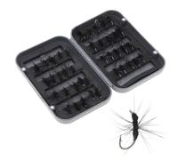 OriGlam 40 esche artificiali per pesca a mosca, con gancio, fatte a mano, per pesca alla trota, spigola, salmone (nero)