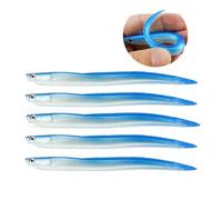 OriGlam 5 esche da pesca, morbide, Bionic EeL, esche artificiali per spigola, luccio, trota, pesce persico, per acqua dolce e salata (blu)
