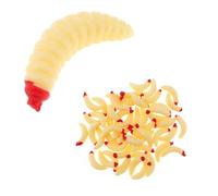 OriGlam 50 esche a forma di vermi in plastica morbida, esche per la pesca della spigola, esche da pesca a vermi per acqua dolce e salata (beige)