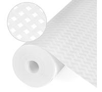 Origuuds Tappetino per Cassetti, Tappetini Non-Adesivo EVA Plastica Rivestimento Cassetti per Cassetto Frigorifero Cucina Ripiani (Bianco/30cm x 600cm)