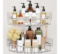 Orimade Adesiva Mensola ad Angolo Bagno Stoccaggio Portaoggetti da Doccia Gabinetto SUS 304 Acciaio Inossidabile Nessuna Perforazione - 2 Pezzi