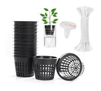 ORIMERC 12 Pezzi Netti pots da 7,6cm con stoppino idroponico da 4m, per acquaponica, Vaso da Muratore, secchielli per Orchidee, orto, Giardinaggio, cesti per reti a Fessura