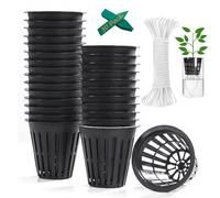 ORIMERC 30 vasi a rete idroponica da 5 cm, con stoppino autoirrigante a 30 feet e 30 etichette per piante idroponiche in the net cup, vaso per verdure, orchidea, acquaponica kratky idroponica