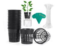 ORIMERC Confezione da 20 vasi netti da 10,2cm con stoppino idroponico da 9m, per acquaponica, vaso da muratore, secchielli per orchidee, orto, giardinaggio, cesti per reti a fessura