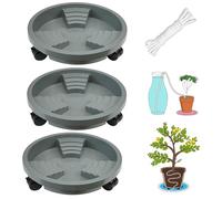 ORIMERC Confezione da 3 contenitori per piante da 29,5 cm, con ruote bloccabili, design di drenaggio e auto-irrigazione, con rotelle, rotondo con rotelle, per interni ed esterni