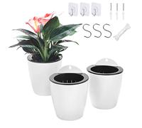 ORIMERC Confezione da 3 vasi sospesi, fioriere in plastica semicircolare Bianca, per fioriere Verticali da Giardino, appesi alle finestre, appesi alle pareti, per Piante Interne ed Esterne, 3*Medio