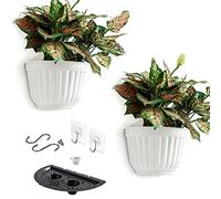 ORIMERC Set di 2 vasi da fiori in resina da appendere alla parete verticale da giardino, soggiorno, montaggio a parete, finestra, cucina, erbe, balcone, balaustra, scaffale, recinzione, griglia per