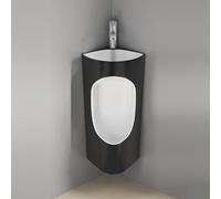 Orinatoi angolari in ceramica con lavabo e rubinetto, orinatoi a parete per uomini a prova di fuoriuscita durante la notte, per bagno, commerciale, hotel, garage, bar, esterno(White+black)