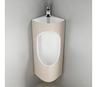 Orinatoi Angolari in Ceramica per Uomo con Lavabo e Rubinetto con Sensore, Orinatoio a Parete Anti-goccia per Bagno di Casa, Hotel Commerciale, Garage, Bar(Beige)