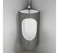 Orinatoi Angolari in Ceramica per Uomo con Lavabo e Rubinetto con Sensore, Orinatoio a Parete Anti-goccia per Bagno di Casa, Hotel Commerciale, Garage, Bar(Gray)