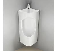 Orinatoi Angolari in Ceramica per Uomo con Lavabo e Rubinetto con Sensore, Orinatoio a Parete Anti-goccia per Bagno di Casa, Hotel Commerciale, Garage, Bar(White)