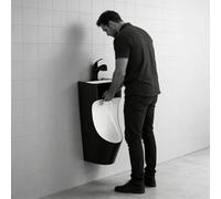 Orinatoi Orinatoio Commerciale A Parete Per Bagno Da Uomo, Antispruzzo Con Lavabo WC Pubblico Per, Deviatore Pipì Integrato Antiodore(Black)