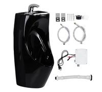 Orinatoi per Uomo Anti-goccia, Orinatoio in Ceramica a Parete con Lavabo e Rubinetto con Sensore per Bagno, Casa, Garage, Uso Esterno e Notturno(Black)